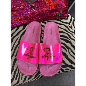 Iridescent Pink Betty Boop Slides